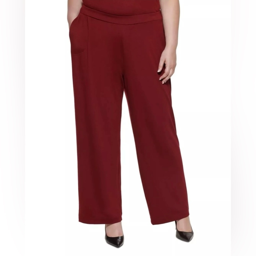 CALVIN KLEIN Women’s plus size 3X burgundy Stretch straight leg Pants NWT